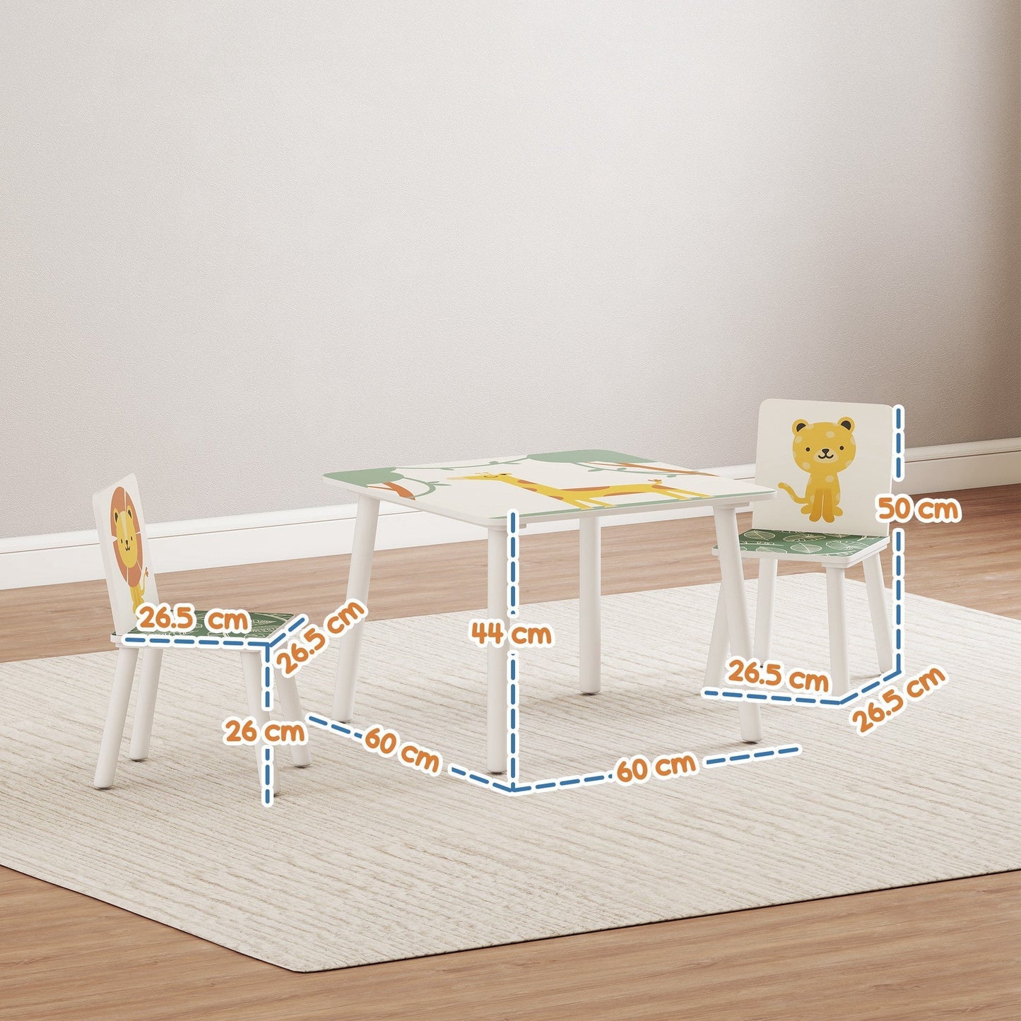 AIYAPLAY 3-Piece Toddler Table and Chair Set, Kids Table with 2 Chairs Set for Bedroom, Nursery, Playroom, Green