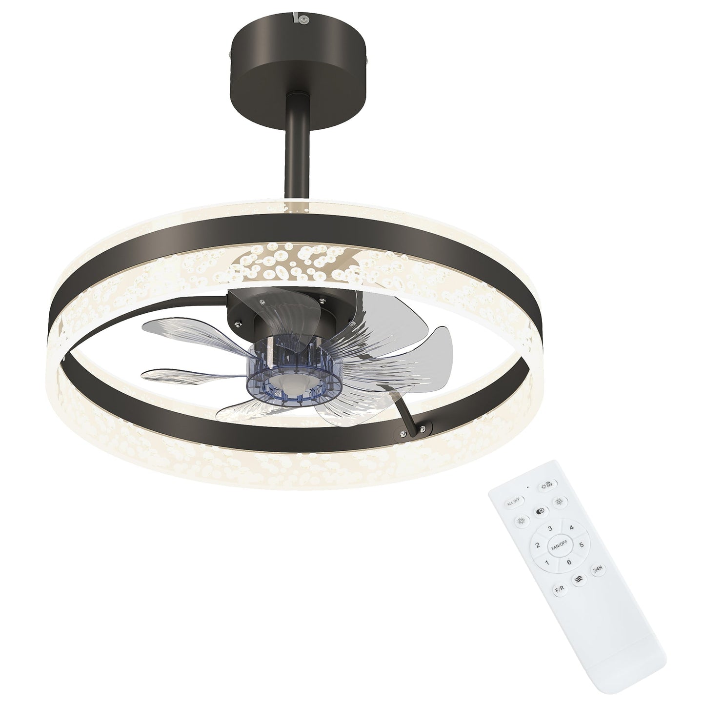 HOMCOM Ceiling Fan with LED Light and Remote - Black