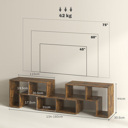 HOMCOM Three-Block Modular TV Stand - Rustic Brown