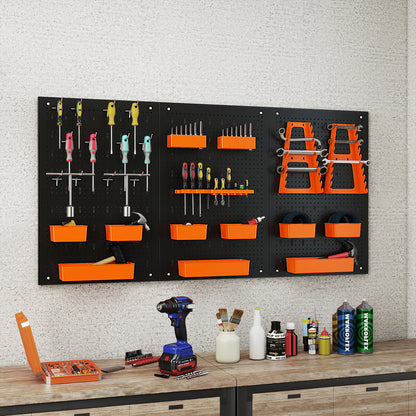 9-Bin Parts Rack Organizer with Hammer Racks for Garage-Orange