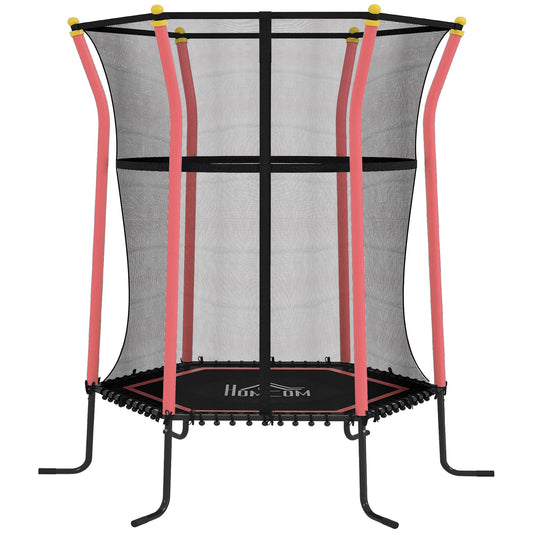 HOMCOM Kids Trampoline Mini Bouncer with Enclosure Safety Net For Ages 3-10 Years - Red