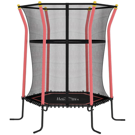HOMCOM Kids Trampoline Mini Bouncer with Enclosure Safety Net For Ages 3-10 Years - Red