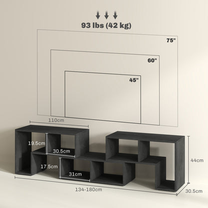 HOMCOM Three-Block Modular TV Stand - Black Wood-Effect