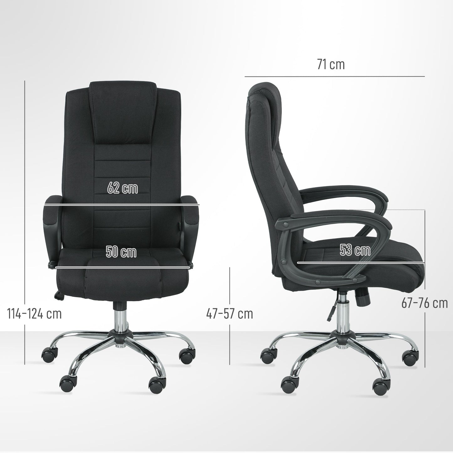 Vinsetto Linen-Look Swivel Office Chair - Black