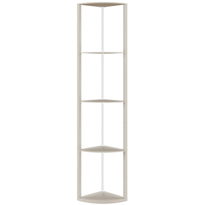HOMCOM RGB LED Floor Lamp with Shelves, 4-Tier Dimmable Standing Lamp with Remote Control, Oak