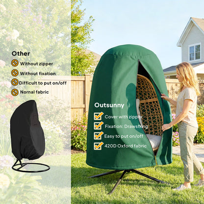 Outsunny 190 x Î¦128cm Hanging Egg Chair Furniture Cover - Green