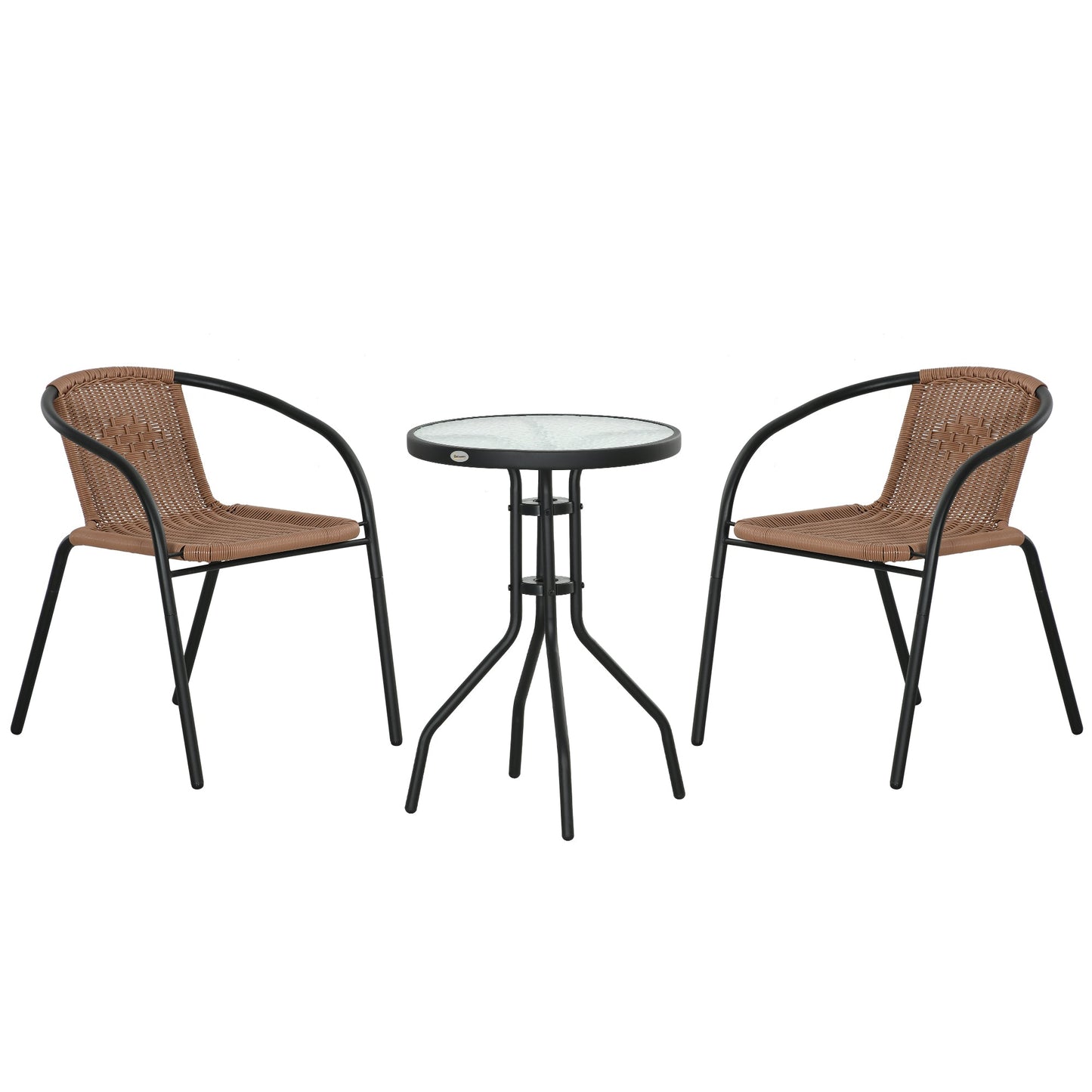 Outsunny 3 Pieces Rattan Bistro Set - Brown
