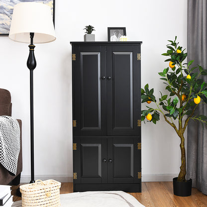 Antique Wooden Storage Cabinet Cupboard Shelf-Black