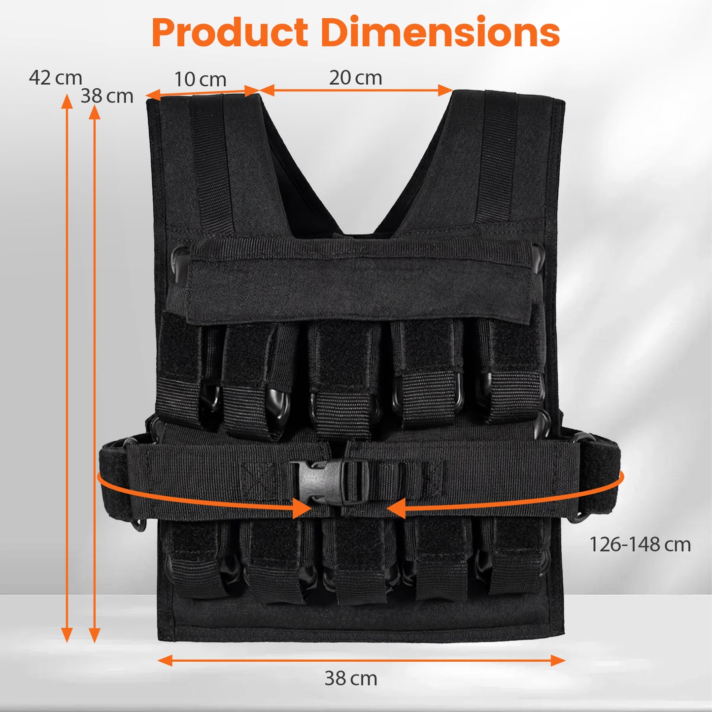 Adjustable Weighted Vest for Men and Women 20 Kg Weight Vest-Black