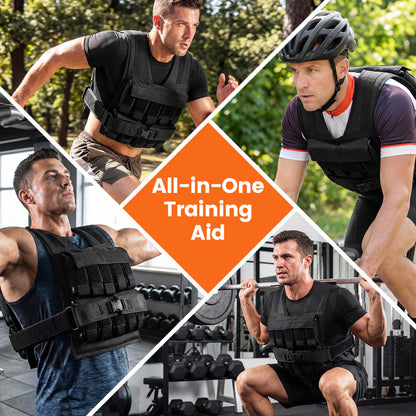 Adjustable Weighted Vest for Men and Women 20 Kg Weight Vest-Black