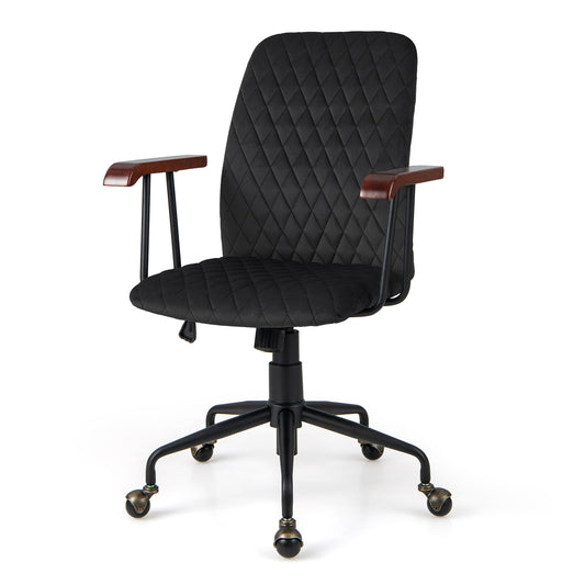 Adjustable Velvet Rocking Leisure Chair with Padded Seat-Black