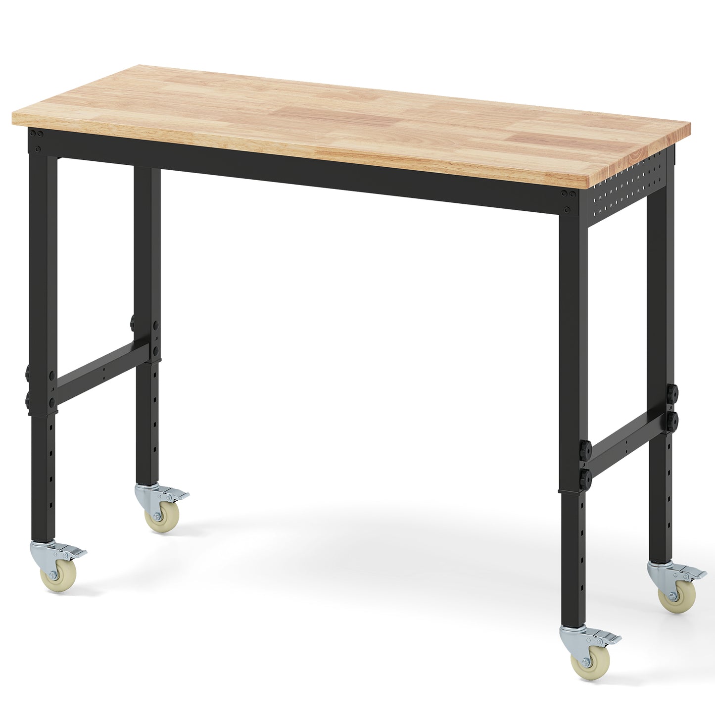Adjustable Workbench with Wheels and Heavy-Duty Metal Frame-Natural