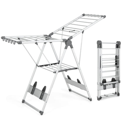2-Layer Aluminum Folding Clothes Drying Rack