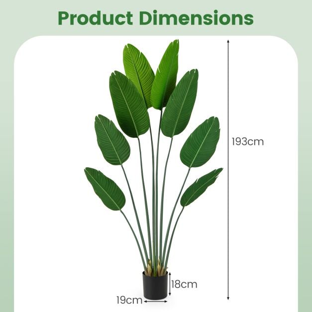 Artificial Banana Leaf Tree with 8 Fabric Banana Leaves and Stable Cement-filled Pot Set of 2