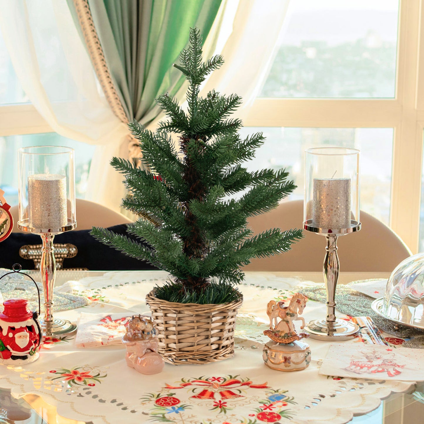 Pre-lit Artificial Mini Christmas Tree with 96 Branch Tips