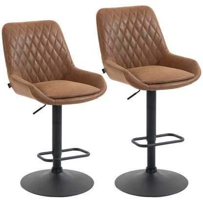 HOMCOM Set of Two Faux Leather Retro Bar Stools - Orange