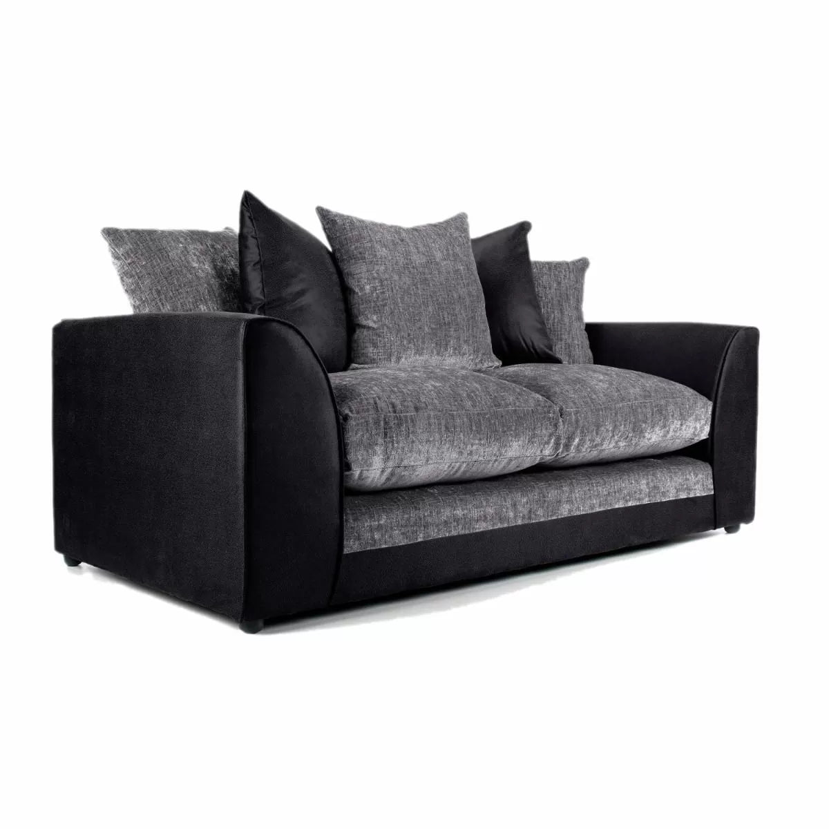 Aruba Black and Grey Chenille Fabric Corner Sofa