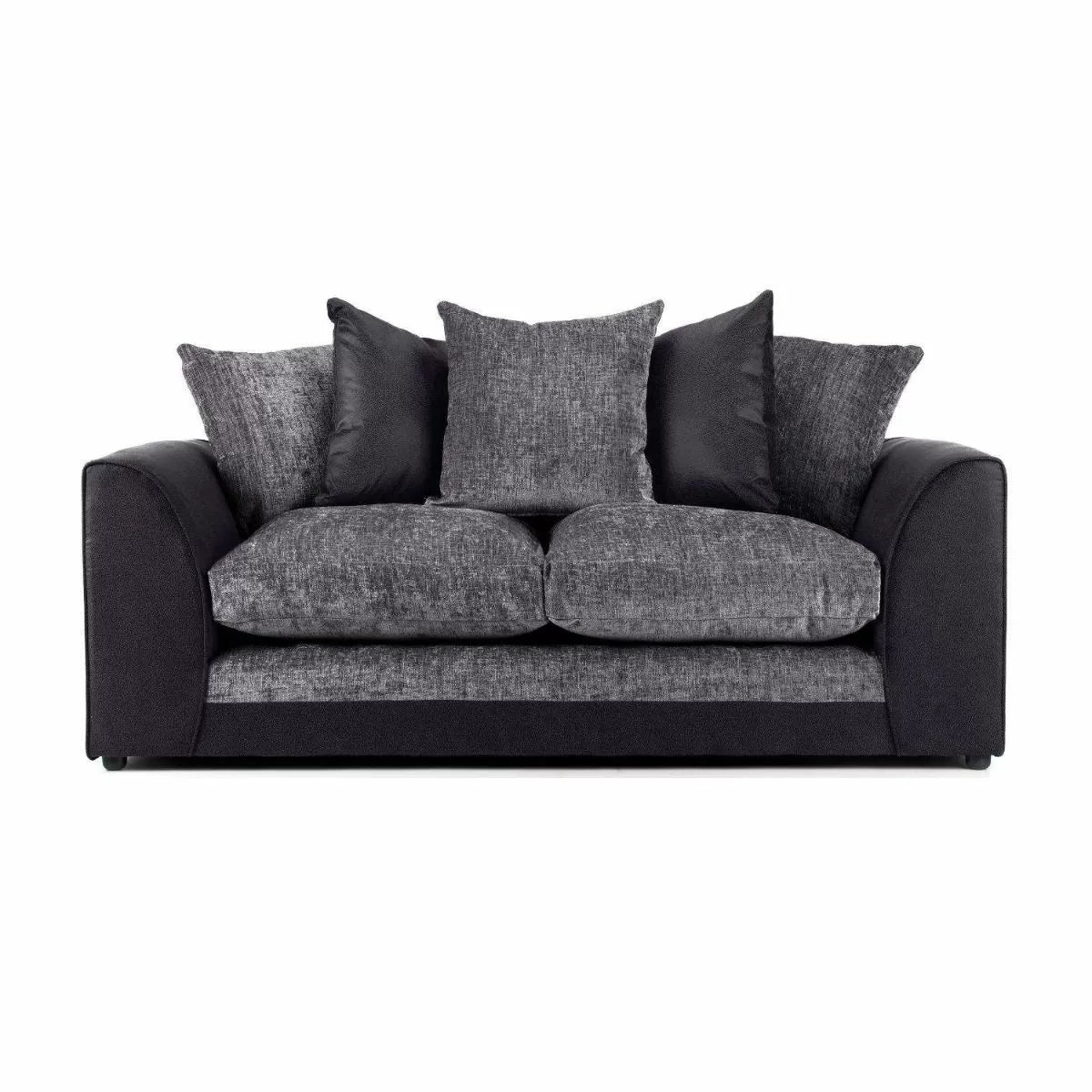 Aruba Black and Grey Chenille Fabric Corner Sofa
