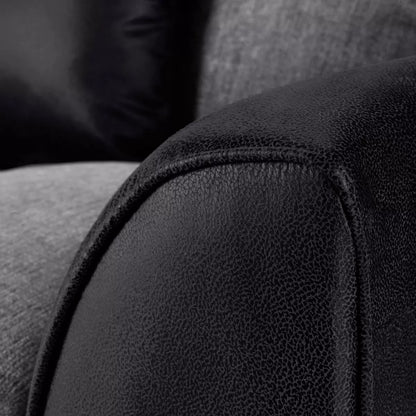 Aruba Black and Grey Chenille Fabric Corner Sofa