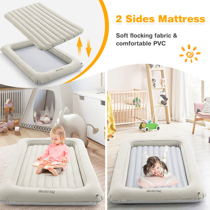 Inflatable Toddler Travel Bed with Electric Pump for Kids Room Bedroom-Grey