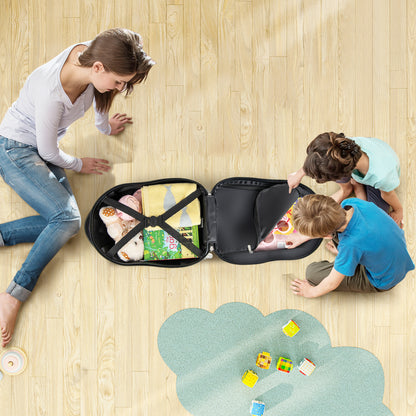 2 Pieces Kids Luggage Set with Wheels and Height Adjustable Handle-White &amp; Black