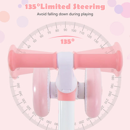 Baby Balance Bike Toddler Walker Training Bicycle with Adjustable Seat-Pink
