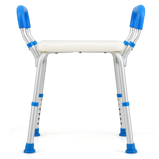 Bath Chair Shower Bench with Detachable Padded Arms-Blue