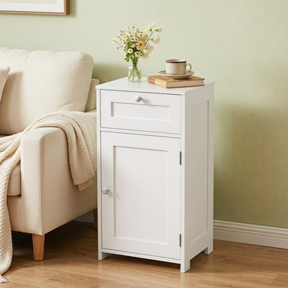 Bathroom Storage Cabinet with Drawer & Door with Anti-Tipping Devices-White