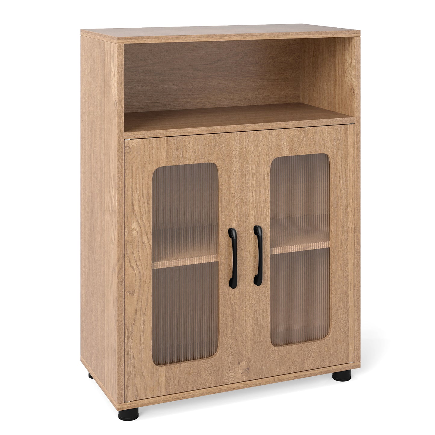 Bathroom Cabinet Freestanding Cabinet with 2 Doors and 3-Level Adjustable Shelf-Natural