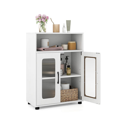 Bathroom Cabinet Freestanding Cabinet with 2 Doors and 3-Level Adjustable Shelf-White