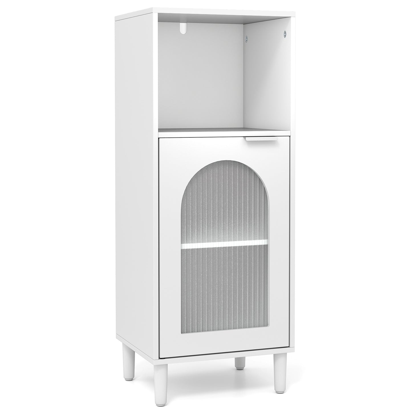 Bathroom Floor Cabinet with Adjustable Shelf for Hallway Living Room-White