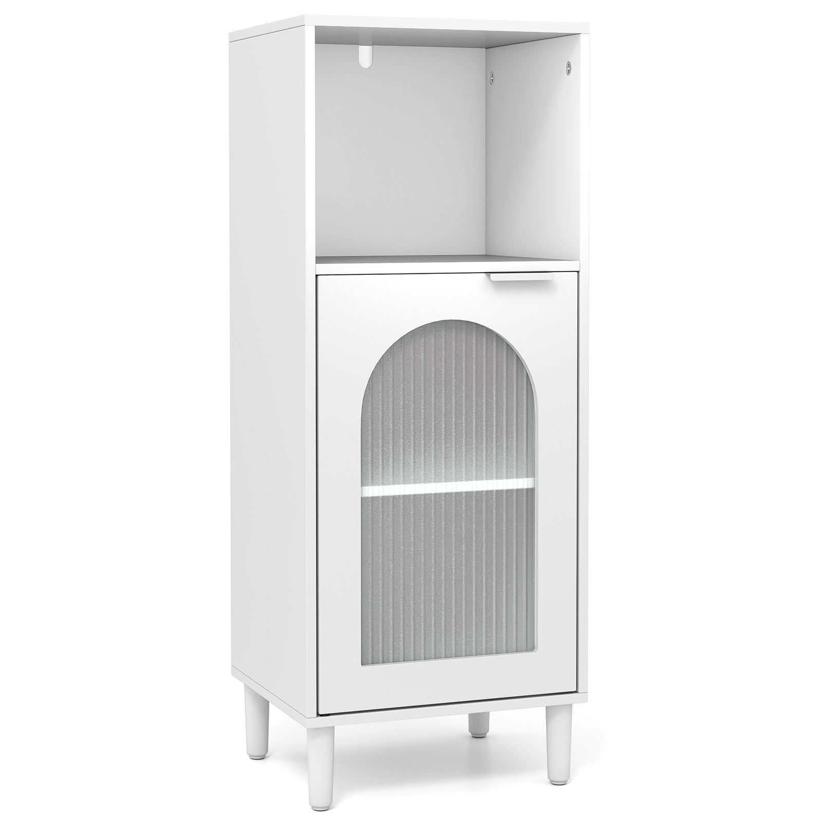 Bathroom Floor Cabinet with Adjustable Shelf for Hallway Living Room-White