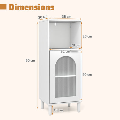 Bathroom Floor Cabinet with Adjustable Shelf for Hallway Living Room-White