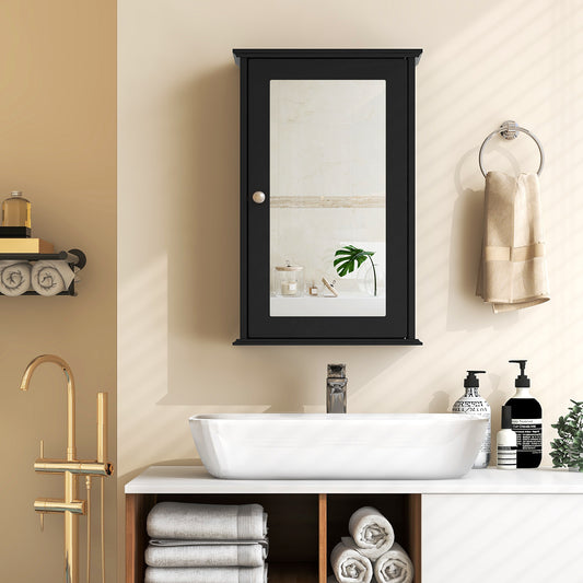 Bathroom Medicine Cabinet with Mirror and Adjustable Shelf-Black