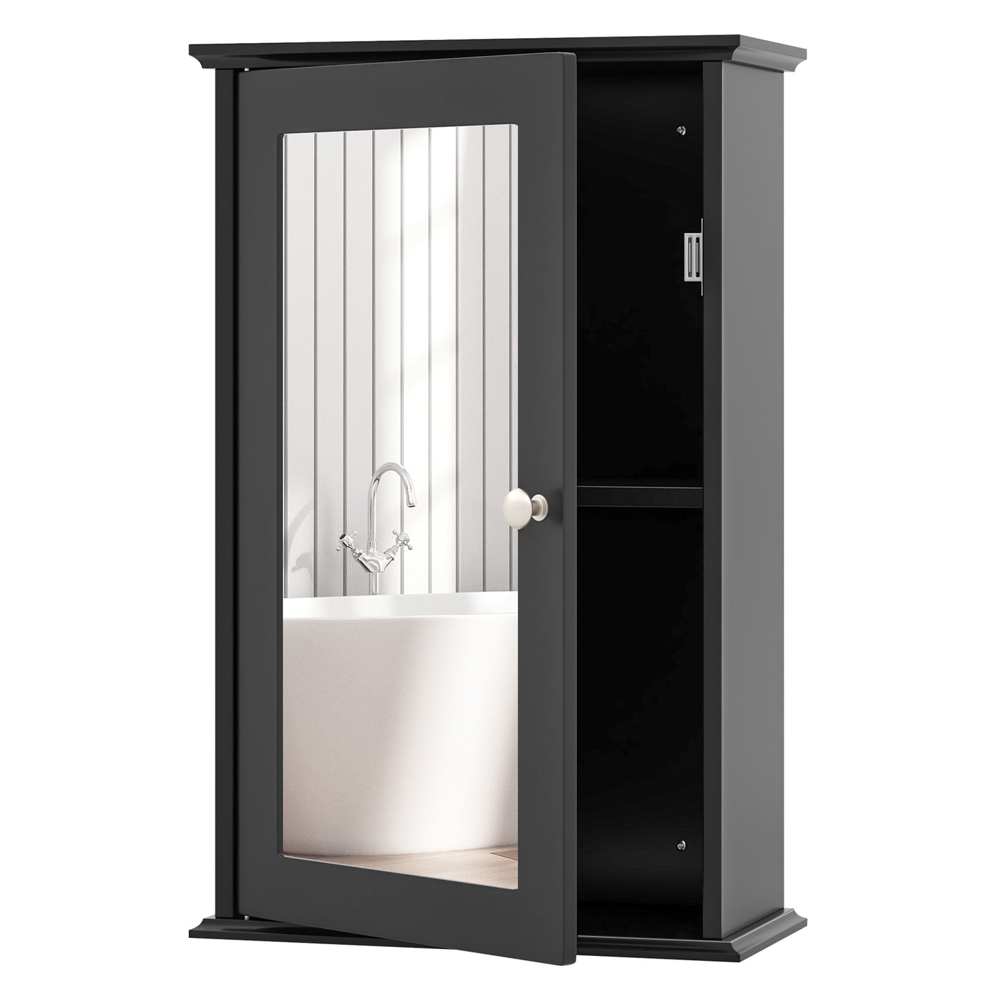 Bathroom Medicine Cabinet with Mirror and Adjustable Shelf-Black