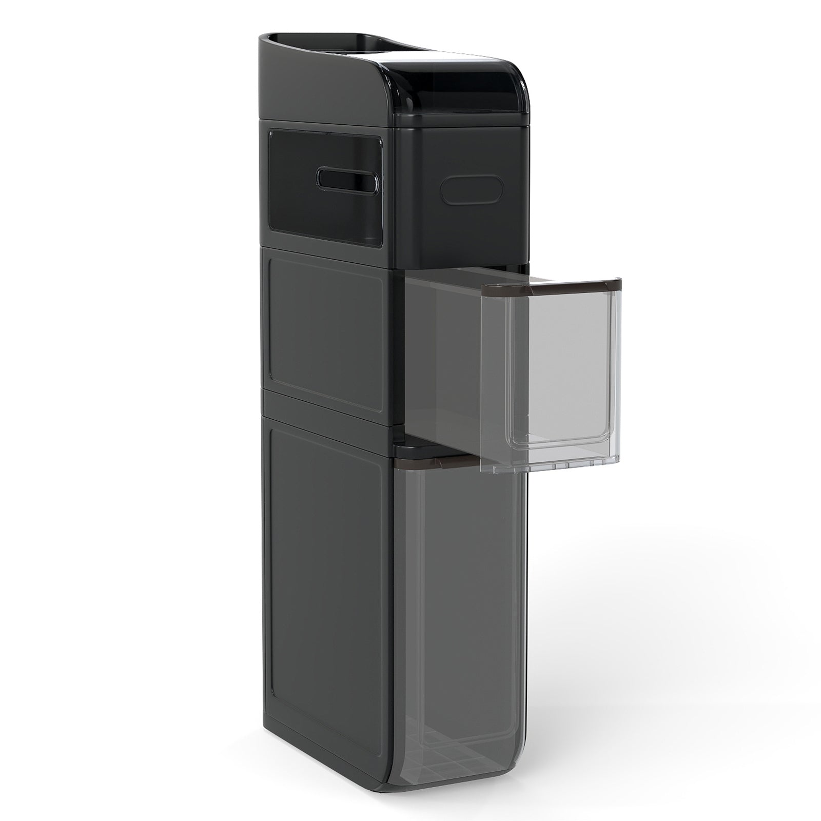 4-Tier Bathroom Storage Cabinet with 2 Drawers and Tissue Box-Black