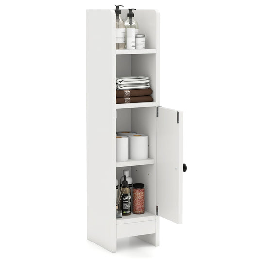 Bathroom Storage Cabinet with Door and Adjustable Shelves-White