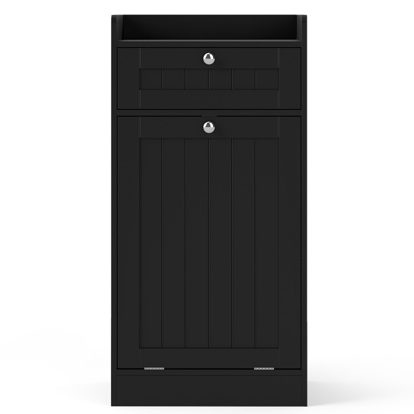 Bathroom Storage Cabinet with Drawer and Removable Hamper-Black