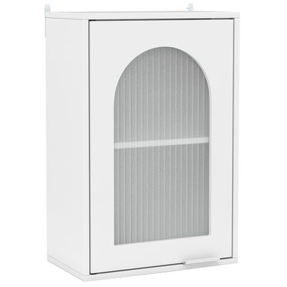 Bathroom Wall Cabinet with Tempered Glass Door and Adjustable Shelf-White