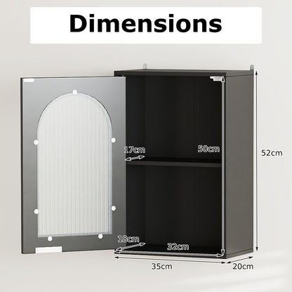 Bathroom Wall Cabinet with Tempered Glass Door and Adjustable Shelf-Black