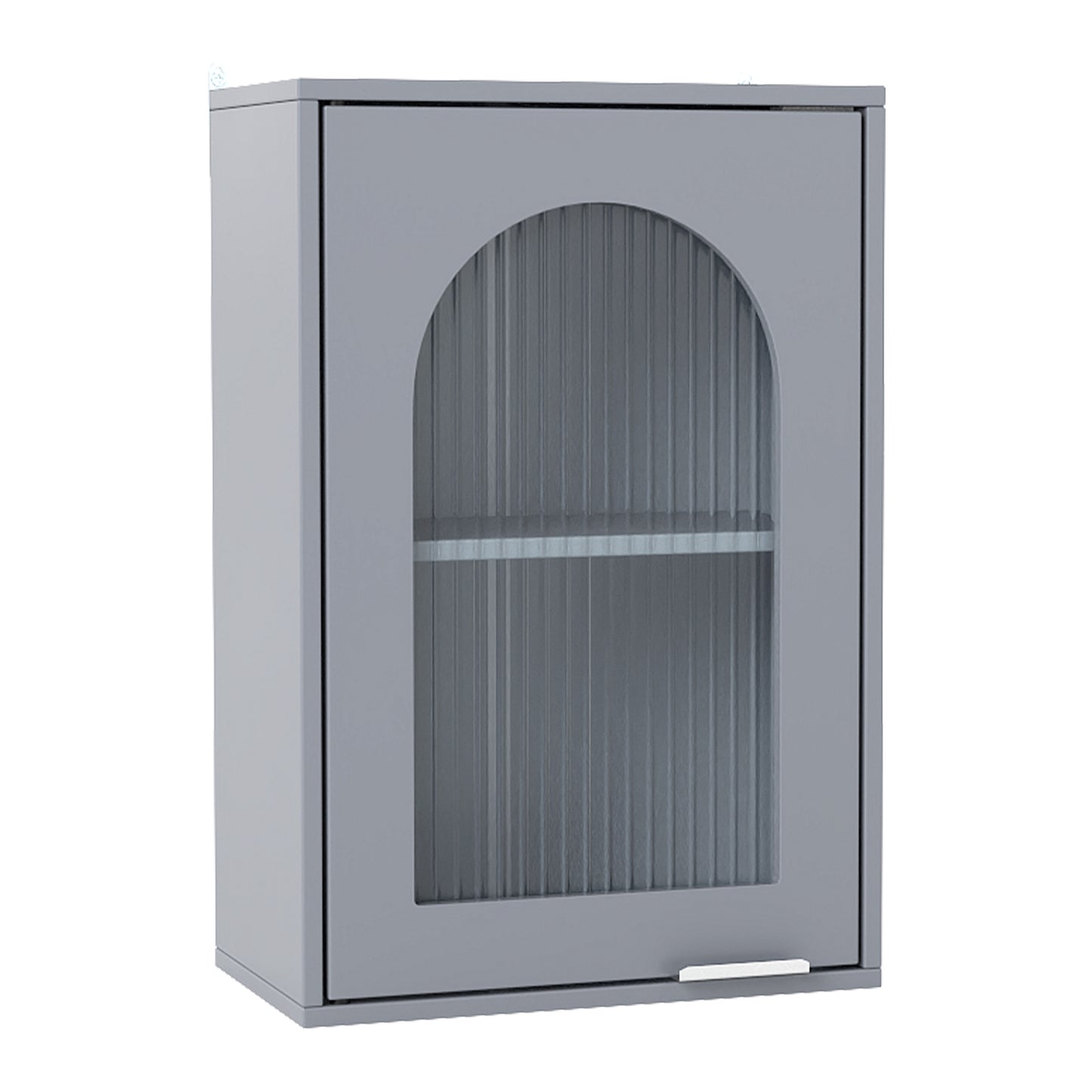 Bathroom Wall Cabinet with Tempered Glass Door and Adjustable Shelf-Grey