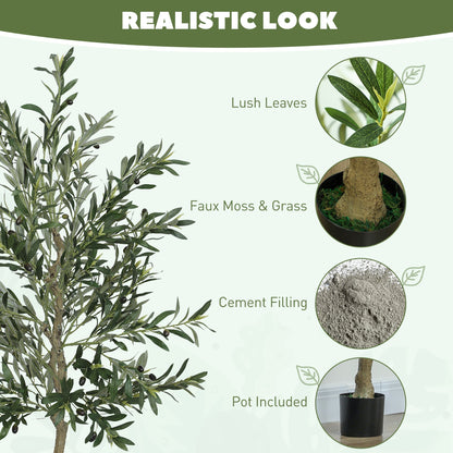 HOMCOM Set of Two Silk Leaf Artificial Olive Trees