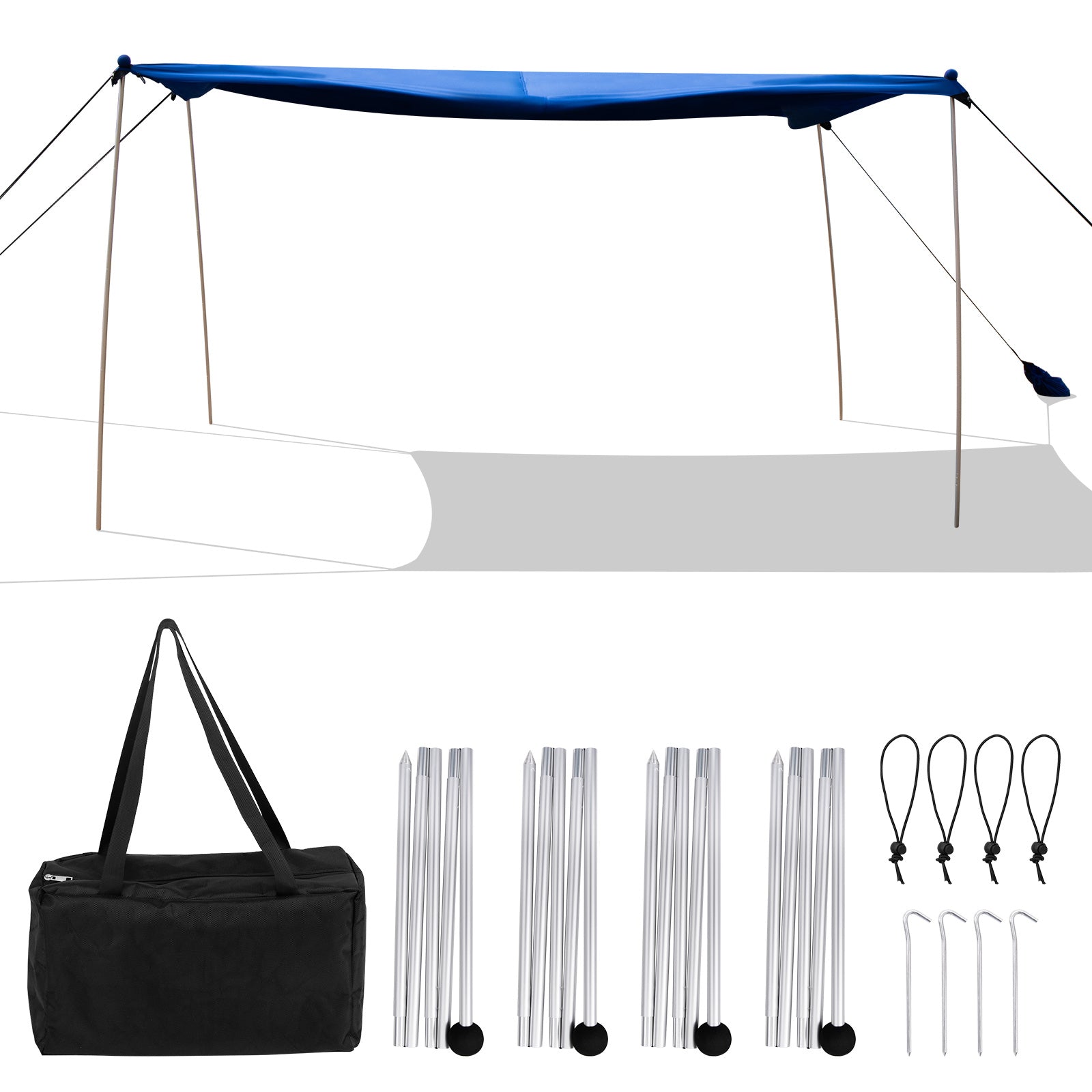 Beach Canopy Shields 300 x 300 cm Beach Tent Sun Shelter Fit 6-8 People-Blue