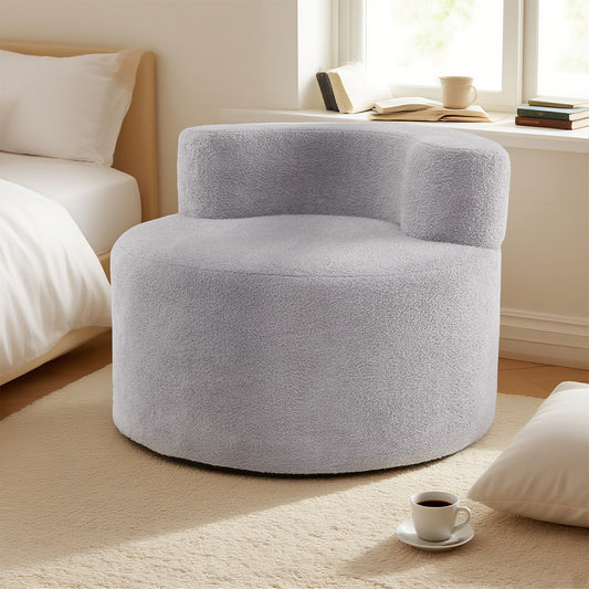 Bean Bag Chair with Soft Teddy Fleece and Curved Backrest-Grey