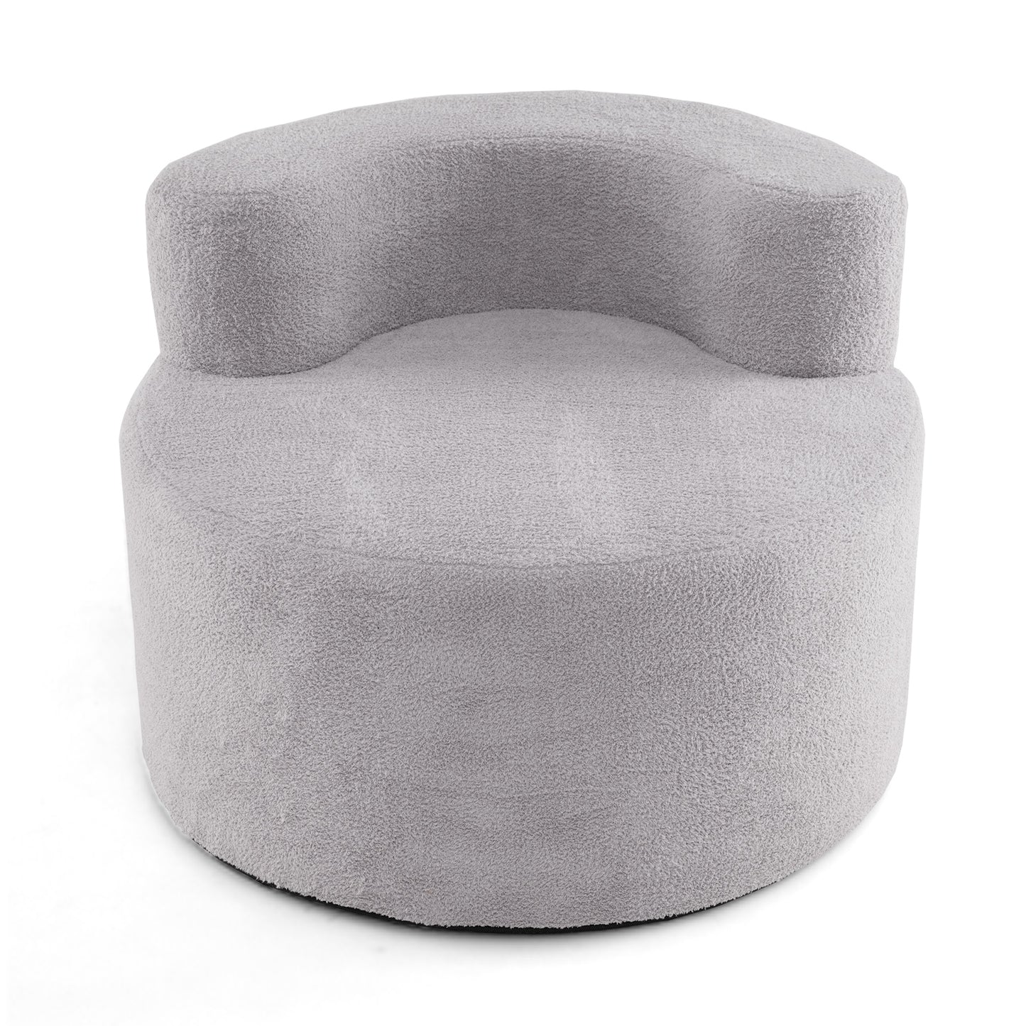 Bean Bag Chair with Soft Teddy Fleece and Curved Backrest-Grey
