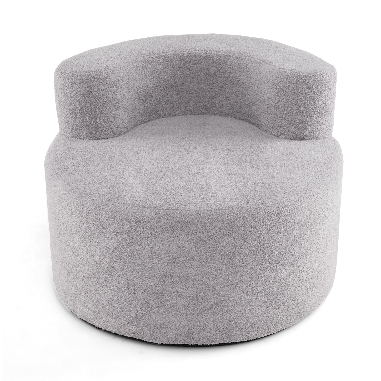 Bean Bag Chair with Soft Teddy Fleece and Curved Backrest-Grey