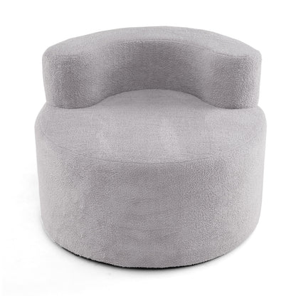 Bean Bag Chair with Soft Teddy Fleece and Curved Backrest-Grey