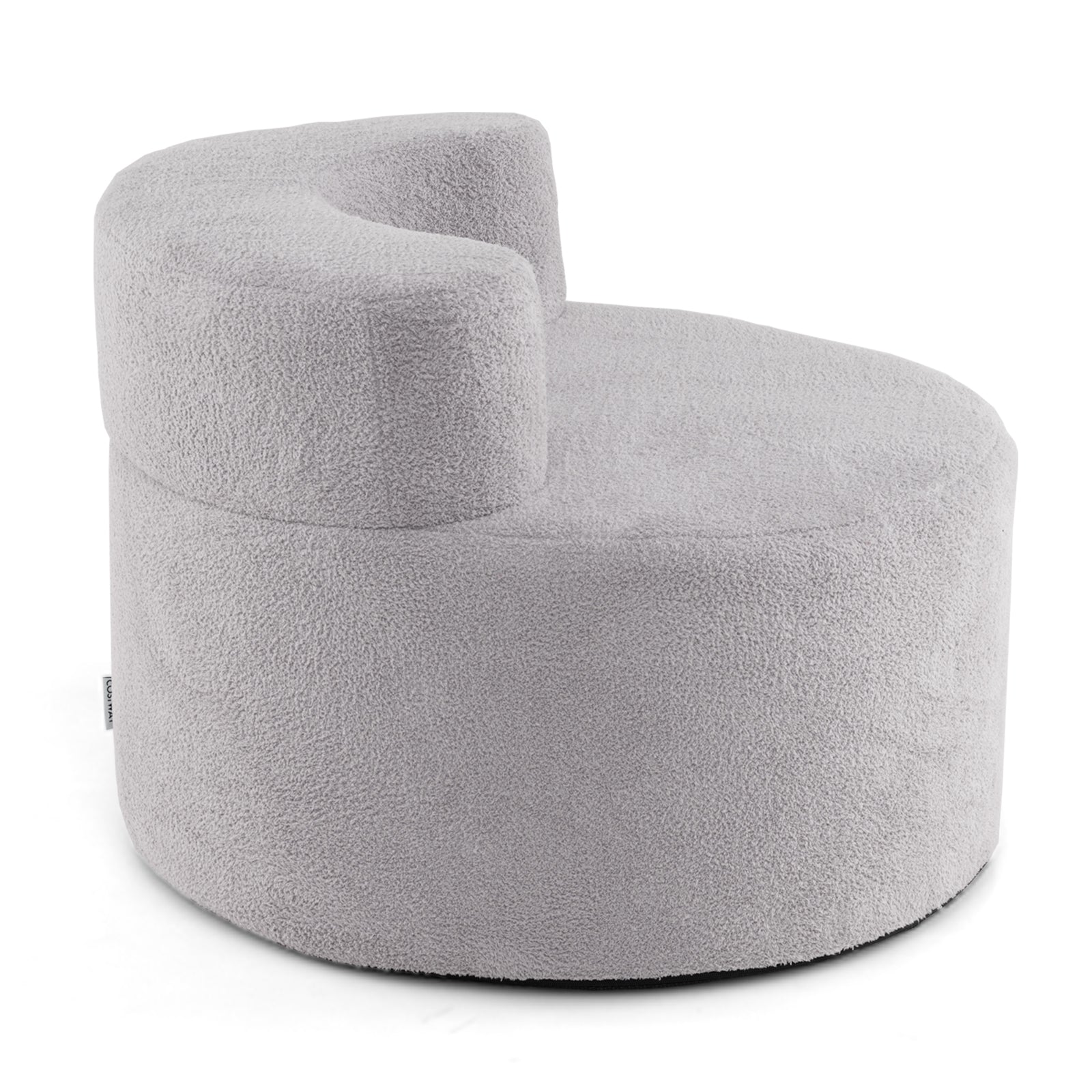 Bean Bag Chair with Soft Teddy Fleece and Curved Backrest-Grey