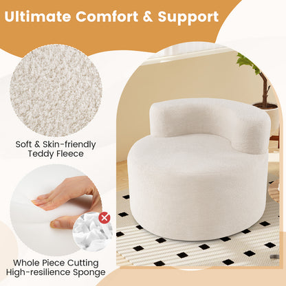 Bean Bag Chair with Soft Teddy Fleece and Curved Backrest-White