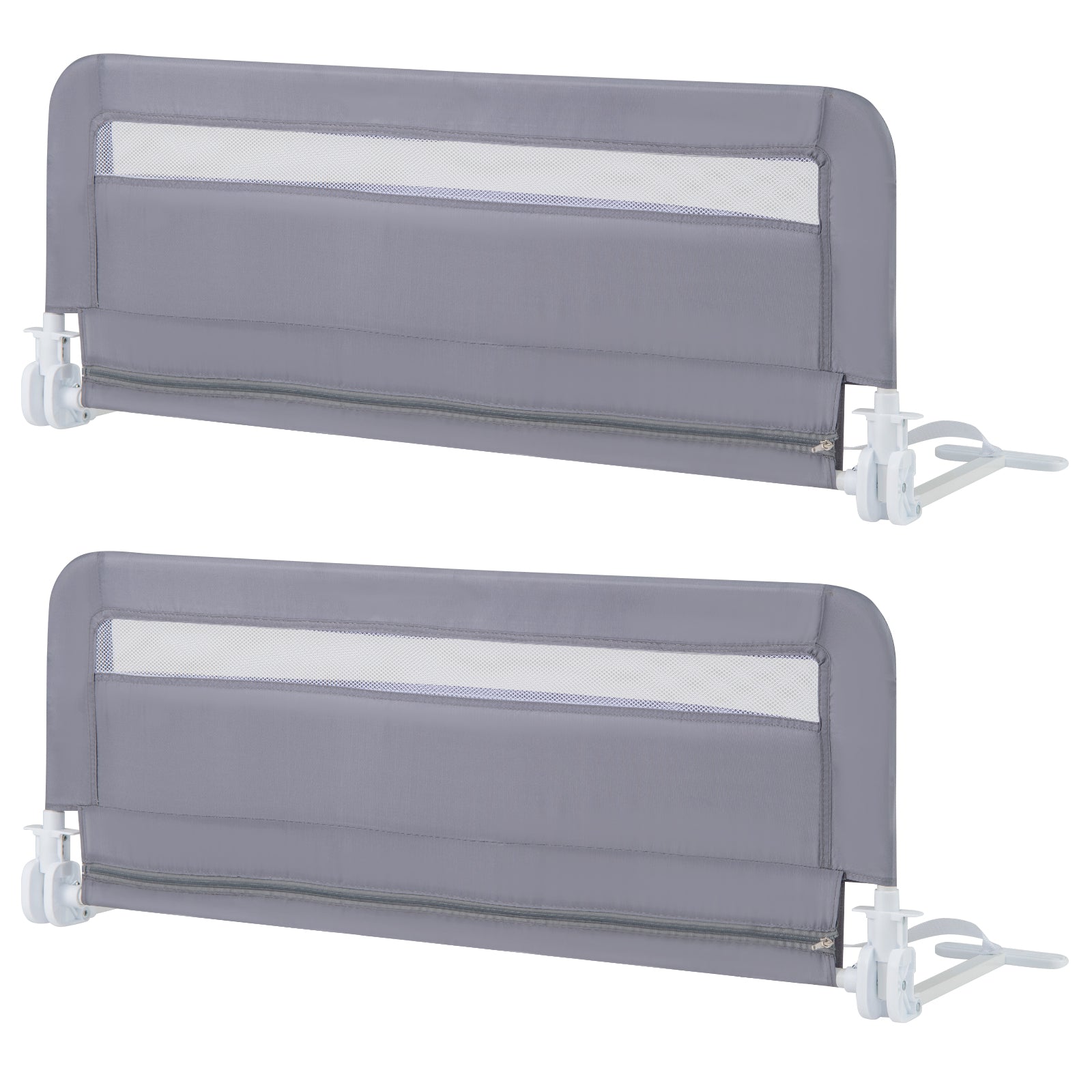 100 CM/120 CM Foldable Baby Bed Rail with Removable Washable Cover and Safety Strap-Grey-100 cm